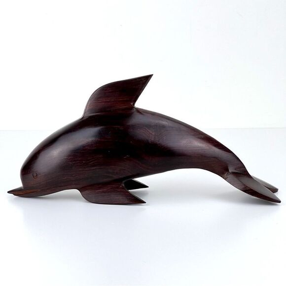 Ironwood MCM Hand Carved Dolphin Whale Sculpture Figurine - Picture 3 of 10